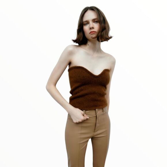 Zara Camel Straight Leg Pants - Picture 8 of 9